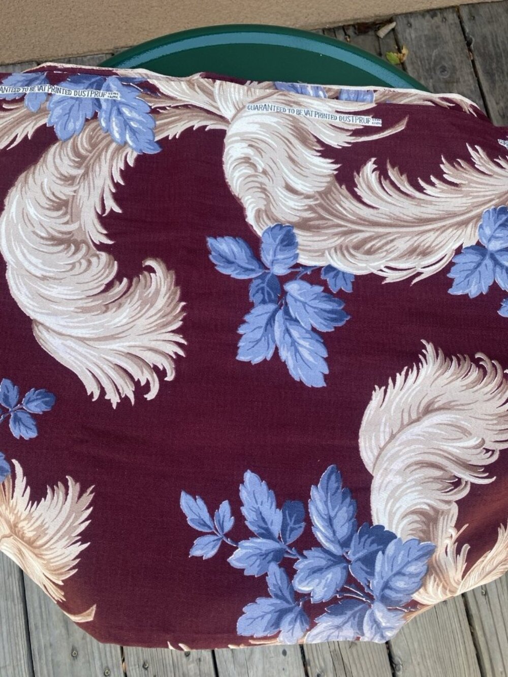 Vintage Fauna Upholstery Pillow Fabric 35 X 96 Burgundy Maroon Blue Tan